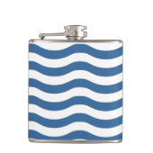 Blaue Wellenform-Navy-Muster Anpassen des Hintergr Flachmann (Vorderseite)