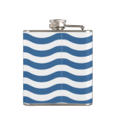 Blaue Wellenform-Navy-Muster Anpassen des Hintergr Flachmann (Rückseite)