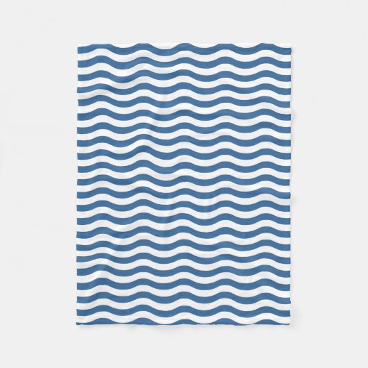 Blaue Wellenform-Navy-Muster Anpassen des Hintergr Fleecedecke (Vorderseite)