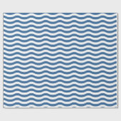 Blaue Wellenform-Navy-Muster Anpassen des Hintergr Geschenkpapier (Flach)