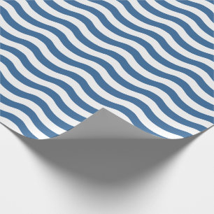Blaue Wellenform-Navy-Muster Anpassen des Hintergr Geschenkpapier