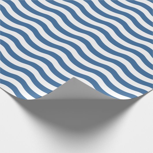 Blaue Wellenform-Navy-Muster Anpassen des Hintergr Geschenkpapier (Ecke)