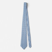 Blaue Wellenform-Navy-Muster Anpassen des Hintergr Krawatte (Vorderseite)