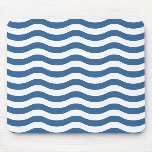 Blaue Wellenform-Navy-Muster Anpassen des Hintergr Mousepad (Vorne)