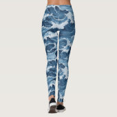 Blaue Wellenmuster Leggings (Rückseite)