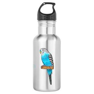 Blaue Wellensittich-Vogel-Cartoon-Illustration Edelstahlflasche