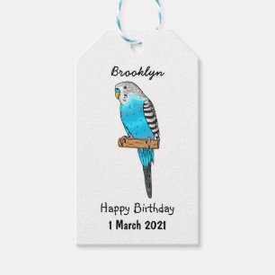 Blaue Wellensittich-Vogel-Cartoon-Illustration Geschenkanhänger