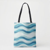 Blaue Wellentönung Muster Tasche (Vorderseite)