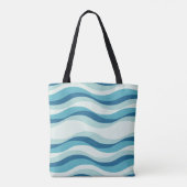 Blaue Wellentönung Muster Tasche (Rückseite)