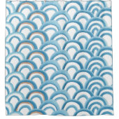 Blaue Wellenwasserfarbe, nahtlose Malerei. Duschvorhang (Vorderseite)