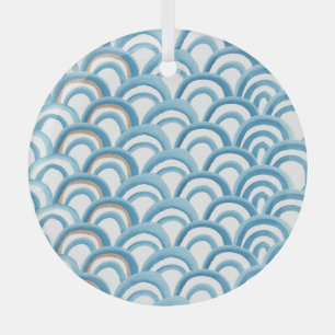 Blaue Wellenwasserfarbe, nahtlose Malerei. Ornament Aus Glas