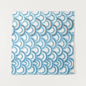 Blaue Wellenwasserfarbe, nahtlose Malerei. Wandteppich (Vorderseite (Horizontal))