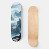 Blaue wellige Berglandschaft Skateboard (Vorderseite)