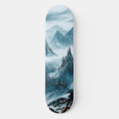 Blaue wellige Berglandschaft Skateboard (Vorderseite)