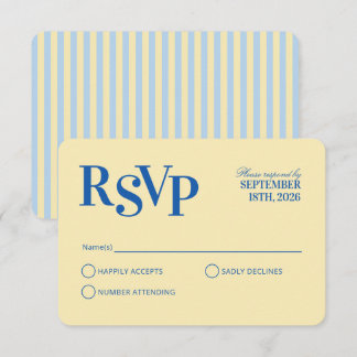 Blaue wellige Cabana-Streifen Hochzeit-Antwortkart RSVP Karte