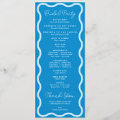 Blaue wellige Retro-Hochzeit Programm (Rückseite)