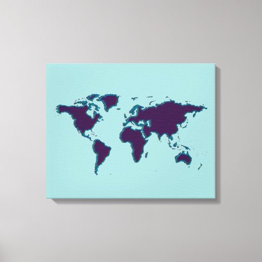 Blaue Weltkarte Leinwanddruck (Vorderseite)