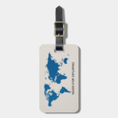 Blaue Weltkarte macht nie aufhören, kundenspezifis Gepäckanhänger (Vorderseite vertikal)