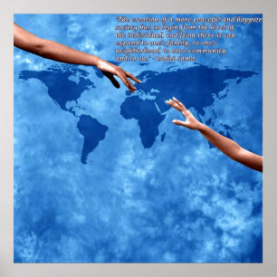 Blaue Weltkarte mit Text von Dalai Lama Poster