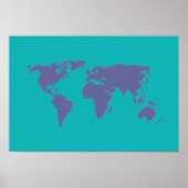 Blaue Weltkarte Poster (Vorne)