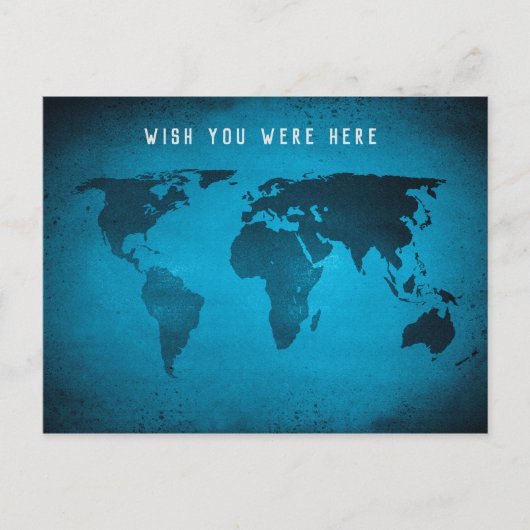 Blaue Weltkarte Postkarte (Vorderseite)