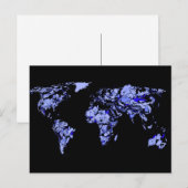 Blaue Weltkarte Postkarte (Vorne/Hinten)