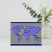 Blaue Weltkarte Postkarte (Stehend Vorderseite)