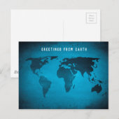Blaue Weltkarte Postkarte (Vorne/Hinten)