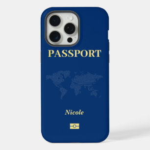 Blaue Weltkarte Reisepass iPhone 15 Pro Max Hülle