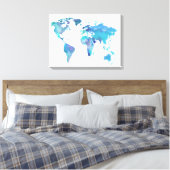 Blaue Weltkarte von Watercolor Leinwanddruck (Insitu (Schlafzimmer))