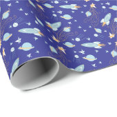 Blaue Weltraum-Träume Geschenkpapier (Rolleneckpunkt)