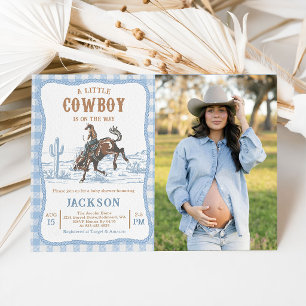 Blaue Western-Cowboy-Baby-Shower-Einladung Einladung