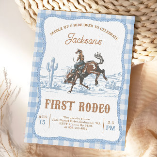 Blaue Western-Cowboy-Einladung zum ersten Rodeo Einladung