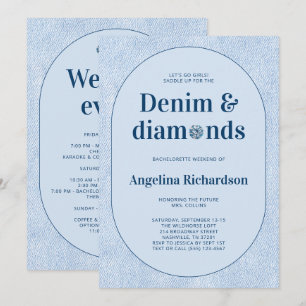 Blaue Western-Denim- und Diamant-Junggesellinnen-A Einladung