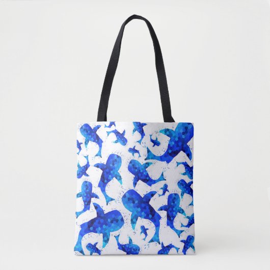 Blaue Whale-Hai-Muster Tasche (Vorderseite)