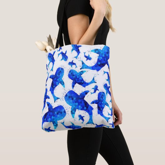 Blaue Whale-Hai-Muster Tasche (Von Nahem)
