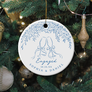 Blaue Whimsical Cheers Unser Erstes Weihnachten Ve Keramik Ornament