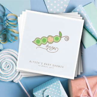 Blaue Whimsikale Erbsen in einem Pod Boy Baby Show Serviette