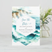 Blaue Whimsikale Save The Date (Stehend Vorderseite)