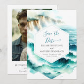 Blaue Whimsikale Save The Date (Vorne/Hinten)