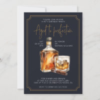 Blaue Whiskey Flasche zum Geburtstag Einladung