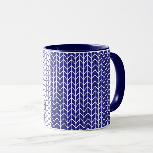 BLAUE & WHITE STRICK Navy Combo Tasse (VorderseiteRechts)