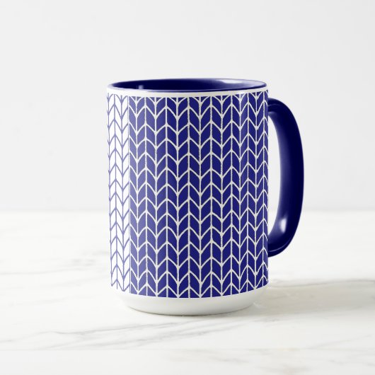 BLAUE & WHITE STRICK Navy Combo Tasse (VorderseiteRechts)