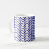 BLAUE & WHITE STRICK Weiße Tasse (Vorderseite Links)