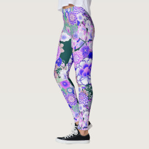 BLAUE WHUE BLUME Peony, Rose Japanisches Blumenkoh Leggings