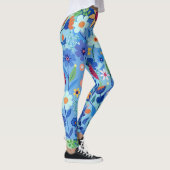 Blaue Wiese Blumenpastel Benutzerdefiniertes Muste Leggings (Rechts)
