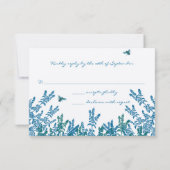 Blaue Wiese Blumensperre Hochzeit RSVP Karte (Rückseite)