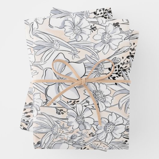 Blaue Wiese, gezeichnet Geschenkpapier Set (Beispiel)