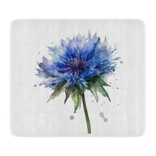 Blaue Wiese Magie: Aquarellblume Kunst Schneidebrett (Vorderseite)