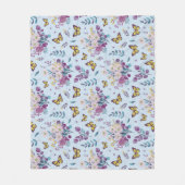 Blaue Wiesen-Schmetterling-Blumen-Wurfdecke Fleecedecke (Vorderseite)